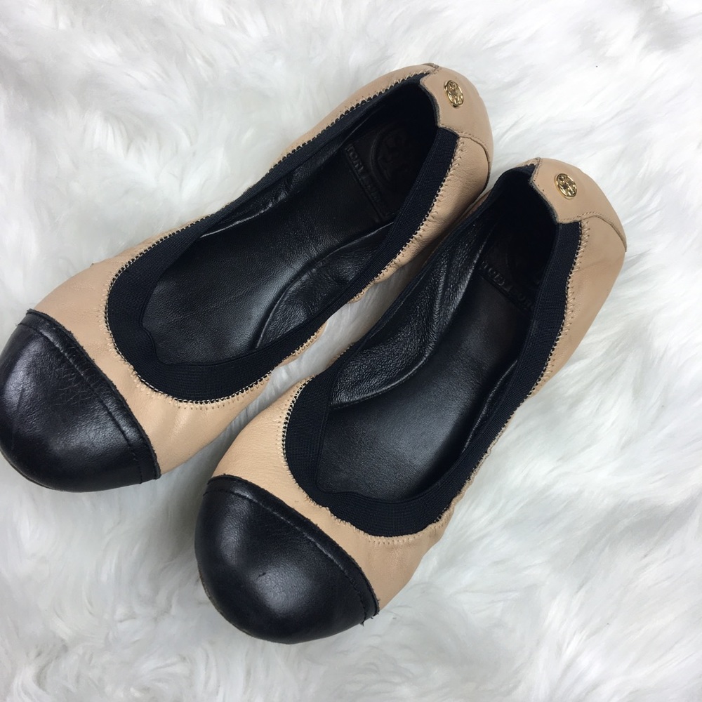 Tory Burch Black And Tan Flats